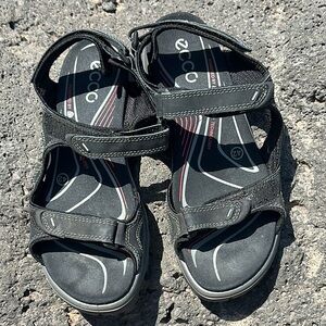 ECCO Black Sandals with Red Details